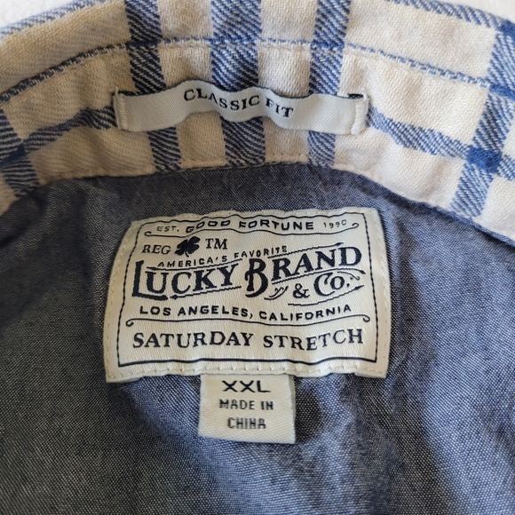 Lucky Brand Mens Flannel Pearl Snap Shirt Size XXL Western Plaid Long Sleeve - Picture 5 of 8